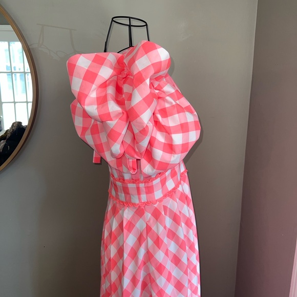 CeliaB Curazao Vichy Checkered Hot Pink Midi Dress Size S - Picture 7 of 11